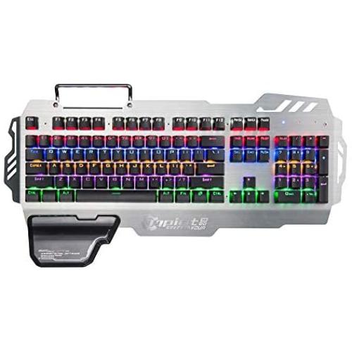 Colorful Backlit Gaming Keyboard - FN Multi-Functional Combination, Metal Mobile Phone Holder, Ergonomic Hand Rest, Waterproof, Suitable for Windows PC Gamers and Offices (PK-900 Mechanical Keyboard)