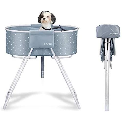 Furesh Elevated Folding Dog Bath Tub and Wash Station for Bathing, Shower, and Grooming, Foldable and Portable, Indoor and Outdoor, Perfect for Small and Medium Size Dogs, Cats and Other Pet