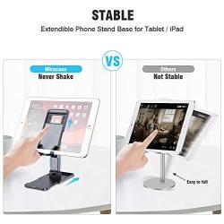 2020 Upgrade Cell Phone Stand, Double Extension Miracase iPad Stand for Desk, Adjustable Desk Phone Holder Compatible with iPhone 11 Xs Xr X 8 Plus SE, All Tablet, Black