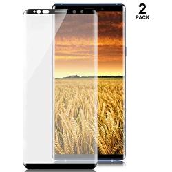 [2 Pack] Galaxy Note 9/Note 8 Screen Protector, Full Coverage Tempered Glass [3D Curved] [Anti-Scratch] [High Definition] 9H Protective Film Tempered Glass Screen Protector for Samsung Galaxy Note 9