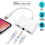 3 in 1 Dual 3.5mm Headphone Jack Adapter, Charger and Headphones Splitter Dongle, AUX Dual Audio Adapter for iPhone Xs/XS Max/XR/X / 7/7 Plus / 8/8 Plus, iPad, iPod (iOS 11, 12,13) - White