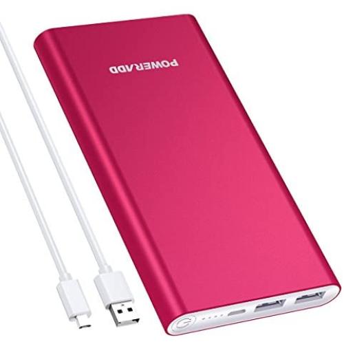 POWERADD Pilot 2GS 10000mAh Power Bank Portable Charger Dual USB Ports + Micro Input High-Speed Charging External Battery Compatible for iPhone Xs, XR,X, 8, 7 Plus, iPad, Samsung Galaxy - Red