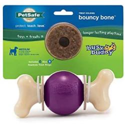 PetSafe Busy Buddy Bouncy Bone, Treat Holding Dog Toy, Small, Medium, Medium/Large and Large Sizes