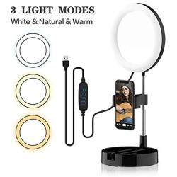 Selfie Ring Light with Stand Lighting for YouTube Video Tiktok Lights for Phone Vlog Ring Light Makeup Lights 6.3" LED Foldable Ring Light Dimmable for Photography Camera Live Streaming Lights