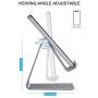 Adjustable Cell Phone Stand, OMOTON Desktop Cell Phone Stand Tablet Stand, Advanced 4mm Thickness Aluminum Stand Holder for Mobile Phone and Tablet (Up to 10.1 inch) … (Grey)