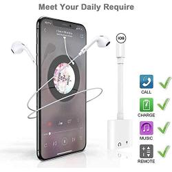 Headphones Adapter for iPhone 11 Headphone Splitter Audio Dual Adapter for iPhone Earphone Dongle for iPhone 8/7/X/XR/SE 2020 Audio & Charger & Call & Remote Control Support All iOS System