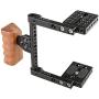 CAMVATE DSLR Video Camera Cage Stabilizer Rig with Wooden Handle for Canon Nikon Sony (Right Hand)