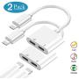 2Pack- Headphone Jack Adapter for iPhone Xs/Xs Max/XR/8/8 Plus/X/7/7 Plus Adapter Audio & Charger & Call & sync Cable for iPhone Dongle Splitter Connector 2 in 1 Splitter Adapter Support All iOS