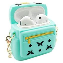 MOLOVA Case for Airpods 1&2 Case,Silicone 3D Cute Funny Cartoon Character Kawaii Bag Airpods Cover Shock Proof Compatiable with Wireless Charging Case for Kids Girls Teens Women Boys (Mint Green)