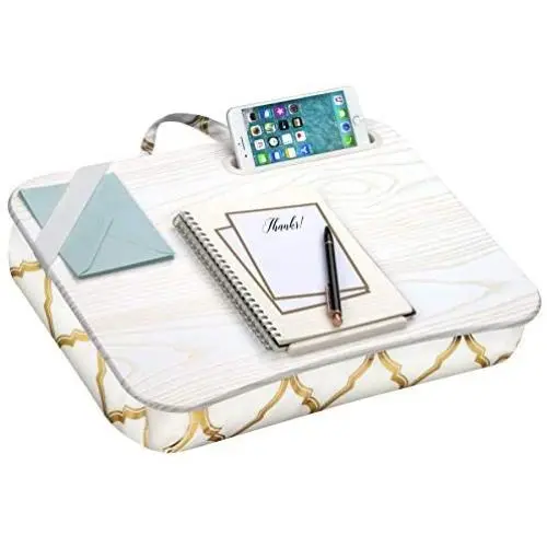LapGear Designer Lap Desk with Phone Holder and Device Ledge - Gold Quatrefoil - Fits up to 15.6 Inch Laptops - Style No. 45416 LapGear Designer Lap Desk with Phone Holder and Device Ledge - Gold Quatrefoil - Fits up to 15.6 Inch Laptops - Style No. 45416