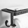 Delysia King Toilet Paper Holder Stand with Phone Shelf,Anti-Rust Aluminum Tissue Roll Dispenser Storage Wall Mounted (Black)
