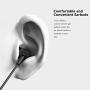 in Ear Headphones, Wired Noise Isolation Earbuds with Microphone and in-line Remote Control, Earphones in Fashion Color Compatible with iPhone iPad Android Smartphones(Black)