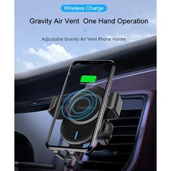 Zagzog Wireless Car Charger Mount Adjustable Gravity Air Vent Phone Holder for iPhone and Android Smartphones Qi Certified (Black)