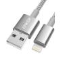 Anker 6ft Premium Nylon Lightning Cable, Apple MFi Certified for iPhone Chargers, iPhone SE/Xs/XS Max/X / 8/7 / 6 Plus / 5s, iPad Pro Air 2, and More (Silver)