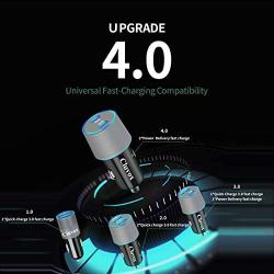 Cluvox Dual USB C Fast Car Charger Compatible for Samsung Galaxy S20/Plus/Ultra/S10/S10E/S9+/A20/A50/Note 10, Google Pixel 4a/4 XL/3a XL/2 18W Power Delivery Rapid Car Adapter with 3FT Type C Cord