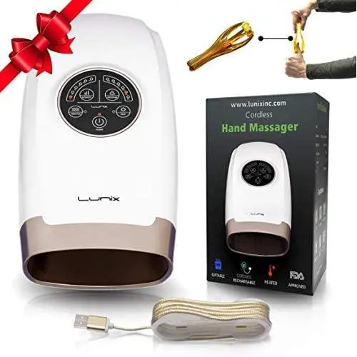 Lunix Cordless Electric Hand Massager with Compression - 6 Levels Pressure Point Therapy Massager for Arthritis, Pain Relief, Carpal Tunnel and Finger Numbness - Shiatsu Massage Machine with Heat Lunix Cordless Electric Hand Massager with Compression - 6 Levels Pressure Point Therapy Massager for Arthritis, Pain Relief, Carpal Tunnel and Finger Numbness - Shiatsu Massage Machine with Heat