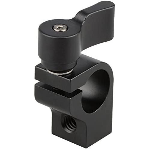 CAMVATE 15mm Single Rod Clamp with Two 1/4"-20 Screw Hole for Camera DSLR Rail System(Black)