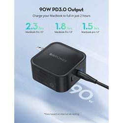 USB C Charger, RAVPower 90W 2-Port Wall Charger PD 3.0 GaN Tech Type C Fast Charging Adapter Compatible with MacBook Pro Air, iPad Pro, iPhone 11 Pro Max XR XS X SE2, Galaxy S9 S8, Nintendo and More