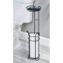 mDesign Freestanding Metal Wire Toilet Paper Roll Holder and Tray Stand for Bathroom Storage Organization - Top Round Storage Shelf for Cell Phone, Book, Spray - Holds 3 Mega Rolls - Matte Black