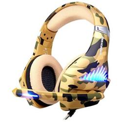 Gaming Headset for PS4, Xbox One, PC, Laptop Cellphone -Stereo Surround Gaming Headphones with Microphone, Noise Cancelling, LED Lights, Volume Control 3.5 mm Jack - Camo