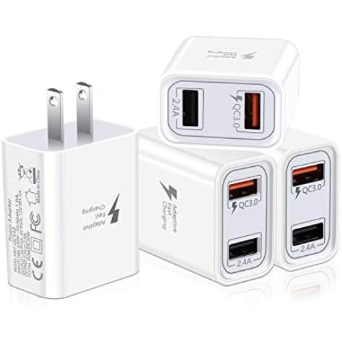 QC 3.0 Fast Wall Charger, Pofesun 4Pack 30W Rapid Charge 3.0 Adaptive Fast Charging USB Wall Charger Adapter Compatible for Samsung Galaxy S10 S9 S8 Plus S7 S6 Edge Note 8 9 10,iPhone,LG,Tablet-White