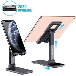 2020 Upgrade Cell Phone Stand, Double Extension Miracase iPad Stand for Desk, Adjustable Desk Phone Holder Compatible with iPhone 11 Xs Xr X 8 Plus SE, All Tablet, Black