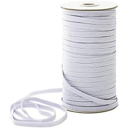 Elastic Bands for Sewing - 100 Yards 1/4 inch Elastic String for Masks - Braided White Elastic Band for Making face Masks and Crafts - High Elasticity Flat 6mm Wide Cord (1/4" 100 Yards)