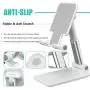 Cell Phone Stand for Desk, Fully Foldable Adjustable Desktop Phone Holder Compatible with iPhone 11 Pro XS Max XR 8 7 6S Plus, Samsung S20+ Note10, Tablets, Charging Accessories Cell Phone Stand for Desk, Fully Foldable Adjustable Desktop Phone Holder Compatible with iPhone 11 Pro XS Max XR 8 7 6S Plus, Samsung S20+ Note10, Tablets, Charging Accessories