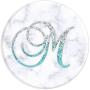 Light Blue Initial Letter M On White Marbled Design PopSockets Grip and Stand for Phones and Tablets