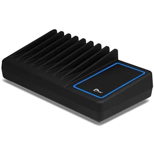 SIIG 90W Smart 10-Port USB Charging Station with Non-Slip Padded Deck and LED Ambient Light for Smartphones, Tablets, and Many Other Compatible USB Powered Devices (Black)