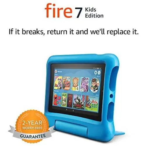 Fire 7 Kids Edition Tablet, 7" Display, 16 GB, Blue Kid-Proof Case