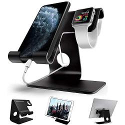 Desktop Cell Phone Stand, ZVEproof Aluminum Phone Dock Cradle Tablet Stand Holder, for Switch, iWatch, iPad, E-Reader, Mobile Phone, Android Smartphone, iPhone 11 Xs Max Xr X, Accessories Desk - Black