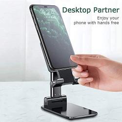 Esonstyle Cell Phone Stand Tablet Stand Foldable Portable Desktop Stand Adjustable Height and Angle Phone Holder for Desk Sturdy Aluminum Metal Stand Compatible with iPhone 11 Pro XS Max XR X Samsung