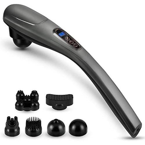 MOICO Handheld Back Massager, 6 Interchangeable Nodes, 10 Speeds & 12 Modes, Cordless Massagers Handheld Deep Tissue Massager for Muscles, Neck, Shoulder, Arms, Leg, Calf, Foot, Full Body Pain Relief