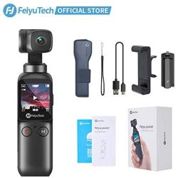 Feiyu Pocket 2 in 1 Handheld Gimbal Camera Stabilizer Vlogger Camera 4K Integrated Camera Gimbal Hyperlapse Motion Time-Lapse Panorama 8X Slow Motion Video Vlogger Gimbal with Mini Tripod Phone Mount