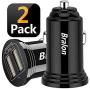 USB Car Charger,Bralon 2-Pack 18W 3.4A Mini 2 USB Fast Car Charger Adapter Compatible with iPhone 11,11 Pro(Max) Xs Max X 8 7 6,LG,Moto,Galaxy Note S10 S9 S8 S7 S6 Edge, iPad Pro/Air/Mini and More