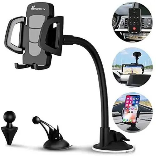 Car Phone Mount, Vansky 3-in-1 Universal Cell Phone Holder Car Air Vent Holder Dashboard Mount Windshield Mount for iPhone Xs Max R X 8 Plus 7 Plus 6S Samsung Galaxy S9 S8 Edge S7 S6 LG Sony and More Car Phone Mount, Vansky 3-in-1 Universal Cell Phone Holder Car Air Vent Holder Dashboard Mount Windshield Mount for iPhone Xs Max R X 8 Plus 7 Plus 6S Samsung Galaxy S9 S8 Edge S7 S6 LG Sony and More