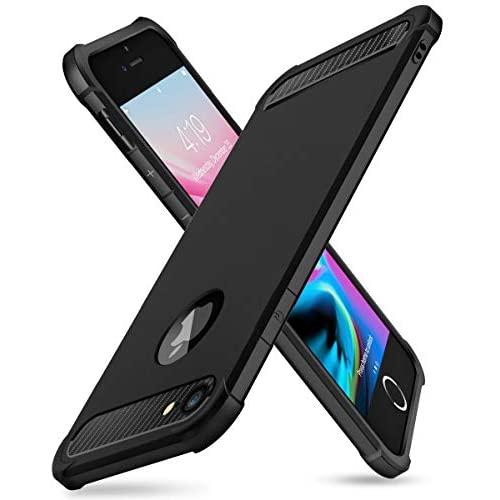SUPBEC iPhone 7/8 Case with Card Holder and [ Screen Protector Tempered Glass x2Pack] Protective Ultra-Thin-Slim Cover with Silicone TPU Shockproof Rubber Wallet Case for iPhone7 / iPhone8-Black