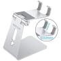 Adjustable Cell Phone Stand, OMOTON Aluminum Desktop Cellphone Stand with Anti-Slip Base and Convenient Charging Port, Fits All Smart Phones, Silver