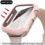 pzoz Compatible Apple Watch Series 5 / Series 4 Case with Screen Protector 44mm Accessories Slim Guard Thin Bumper Full Coverage Matte Hard Cover Defense Edge for Women Men New Gen GPS iWatch (Pink)