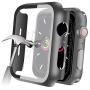 YMHML Compatible with Apple Watch 38mm Series 3/2/1 Case with Built-in Tempered Glass Screen Protector, Thin Guard Bumper Full Coverage Matte Hard Cover for iWatch Accessories