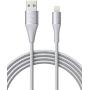 Lightning Cable 3ft Xcentz, Apple MFi Certified iPhone Charger, Braided Nylon Fast Charging iPhone Cable with Premium Metal Connector for iPhone 11/11 Pro/X/XS/XR/XS Max/8, iPad Mini/Air-Silver