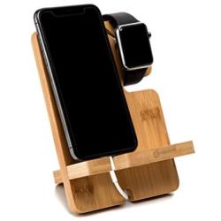 JACKCUBE Design Bamboo Charger Dock Stand Multi Device Charging Station Organizer Holder for Smartphone Cellphone Mobile Phone – :MK243A