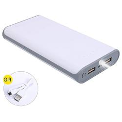 20000mAh Portable Power Bank Cell Phone Battery Pack Power Bank for iPhone, Samsung Galaxy and More with Dual Input Port and Double-Speed Recharging (White/Grey)