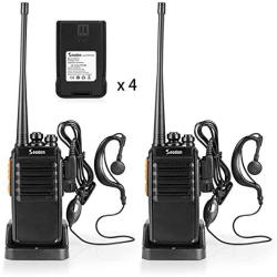 Seodon Walkie Talkies Rechargeable for Adults Long Range with One Extra Battery GMRS/FRS Two Way Radios UHF 400-470Mhz with Earpiece/Headsets(2 Pack)