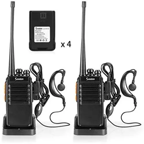 Seodon Walkie Talkies Rechargeable for Adults Long Range with One Extra Battery GMRS/FRS Two Way Radios UHF 400-470Mhz with Earpiece/Headsets(2 Pack) Seodon Walkie Talkies Rechargeable for Adults Long Range with One Extra Battery GMRS/FRS Two Way Radios UHF 400-470Mhz with Earpiece/Headsets(2 Pack)