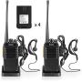 Seodon Walkie Talkies Rechargeable for Adults Long Range with One Extra Battery GMRS/FRS Two Way Radios UHF 400-470Mhz with Earpiece/Headsets(2 Pack)