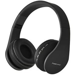 PowerLocus Wireless Bluetooth Over-Ear Stereo Foldable Headphones, Wired Headsets with Built-in Microphone for iPhone, Samsung, LG, iPad (Black)