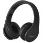 PowerLocus Wireless Bluetooth Over-Ear Stereo Foldable Headphones, Wired Headsets with Built-in Microphone for iPhone, Samsung, LG, iPad (Black)