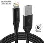 iPhone Charger 6ft, Apple MFi Certified Lightning Cable, Braided Nylon High-Speed Cable for iPhone 11/11 Pro/11 Pro Max/X/XS/XR/XS Max/8/7/6/5S/SE, AirPods/Pro, iPad Mini/Air and More - Black